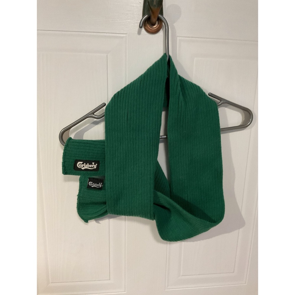 Carlsberg Scarf Unisex OS Green Excellent Ribbed Knit Acrylic Logo Patch